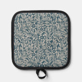 アンティークはっきりしたスタイルリーフフローラブルーホワイト 鍋敷き (正面)