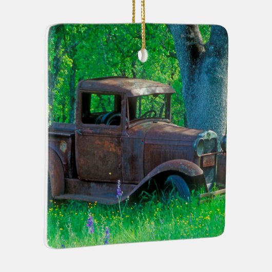 アンティークはトラック草原の錆つきました セラミックオーナメント (右)
