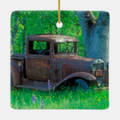アンティークはトラック草原の錆つきました セラミックオーナメント (裏面)