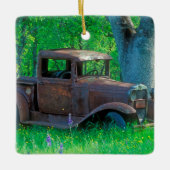アンティークはトラック草原の錆つきました セラミックオーナメント (正面)