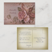 アンティークはピンクの)ミニチュア郵便はがき(上がりました 名刺 (正面/裏面)