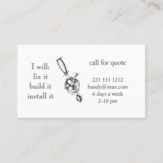 アンティークは便利な人のための名刺に用具を使います 名刺 (裏面)