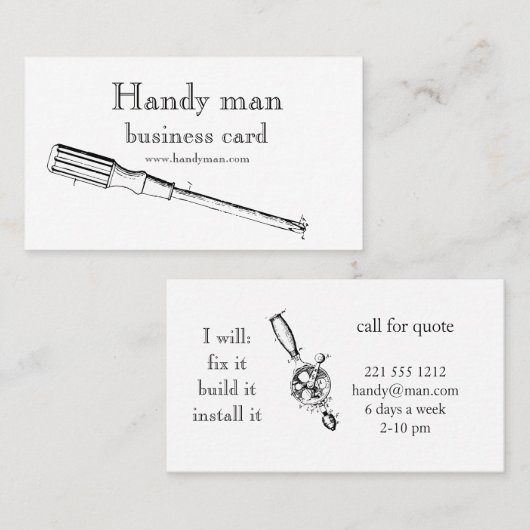 アンティークは便利な人のための名刺に用具を使います 名刺 (正面/裏面)