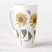 アンティークひまわりキャタピラーバタフライスケッチ カフェラテマグ (左アングル)