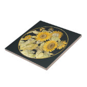 アンティークひまわりセラミックアートラウンド縁ど金ゴールド タイル (側面)