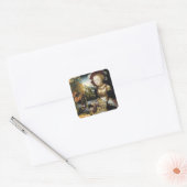 アンティークぶどうブドウ畑ワインの試飲パーティー スクエアシール (封筒)