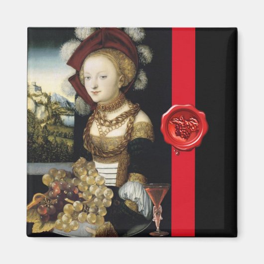 アンティークぶどうブドウ酒テイスティングパーティーワックスシール マグネット (正面)