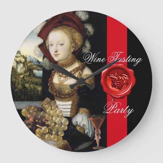 アンティークぶどうブドウ酒テイスティングパーティーワックスシール ラージ壁時計 (正面)