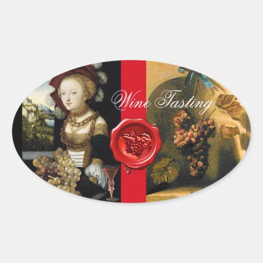 アンティークぶどうブドウ酒テイスティングパーティーワックスシール 楕円形シール (正面)
