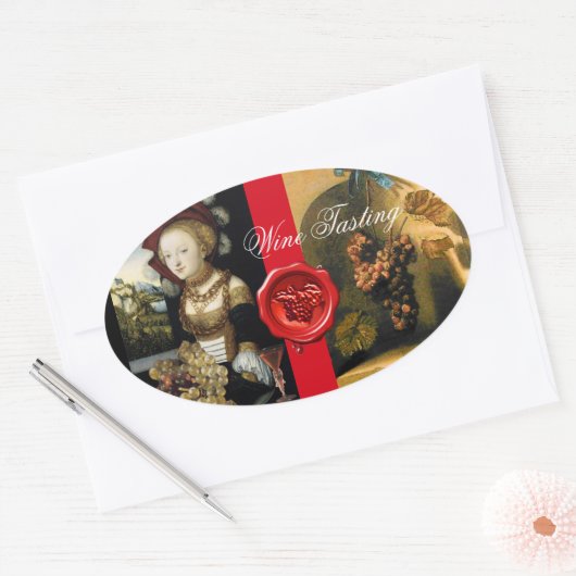 アンティークぶどうブドウ酒テイスティングパーティーワックスシール 楕円形シール (封筒)