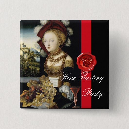アンティークぶどうブドウ酒テイスティングパーティーワックスシール 缶バッジ (正面)