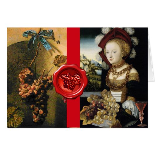 アンティークぶどうブドウ酒テイスティングレッドワックスシール (正面横)