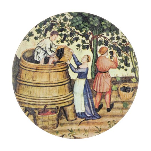 アンティークぶどう畑の収穫中世ミニチュア カッティングボード (正面)