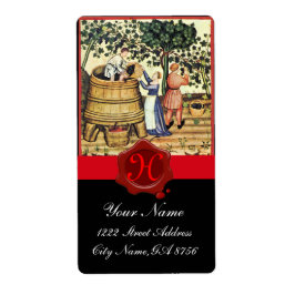 アンティークぶどう畑ハーベストワックスシールモノグラム ラベル