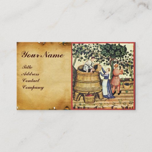 アンティークぶどう畑ハーベストワックスシールモノグラム 名刺 (正面)