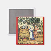 アンティークぶどう畑ハーベスト マグネット (正面/裏面)