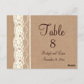 アンティークアイボリーのレースと中目の麻のテーブルナンバー ポストカード (裏面)