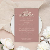 アンティークアイボリークレストマウヴ結婚のディナーメニュー 招待状