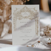 アンティークアイボリーセピアエレガントウェディングアーチ 招待状