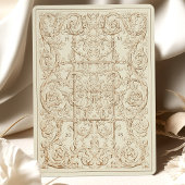 アンティークアイボリーブラウンオルネイトウェディングスクロールワーク 招待状