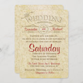 アンティークアイボリーレースのウェディング招待状 招待状 (正面/裏面)