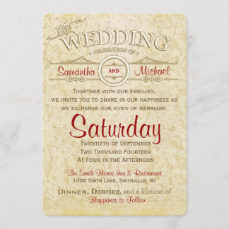 アンティークアイボリーレースのウェディング招待状 招待状