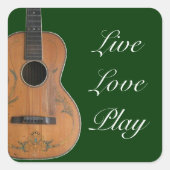 アンティークアコースティックギターステッカー スクエアシール (正面)