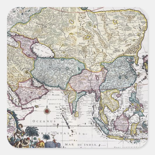 アンティークアジアの地図 | 1696 スクエアシール (正面)