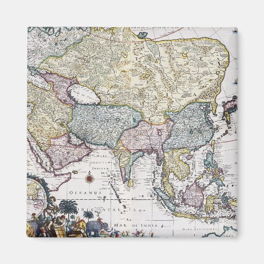 アンティークアジアの地図 | 1696 マグネット (正面)