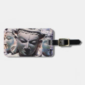 アンティークアジア彫刻された石の顔クローズアップ写真 ラゲッジタグ (正面横)