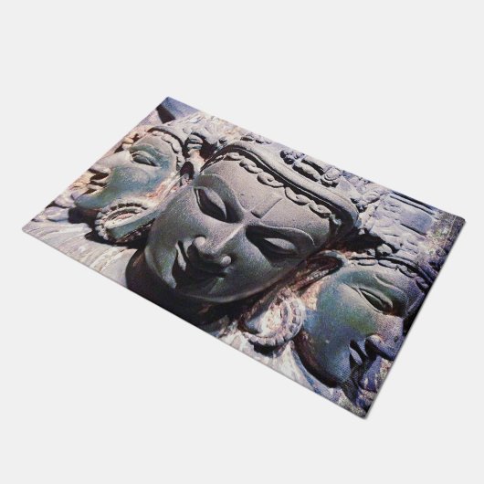 アンティークアジア石顔像写真グラフィックはっきりしたス ドアマット (アングル)