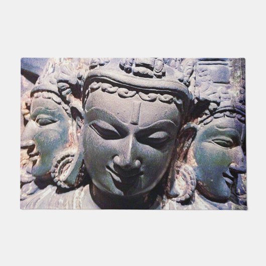 アンティークアジア石顔像写真グラフィックはっきりしたス ドアマット (正面)