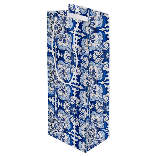 アンティークアズレジョタイル花柄 ワインギフトバッグ (裏面アングル)