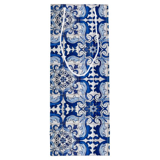 アンティークアズレジョタイル花柄 ワインギフトバッグ (裏面)