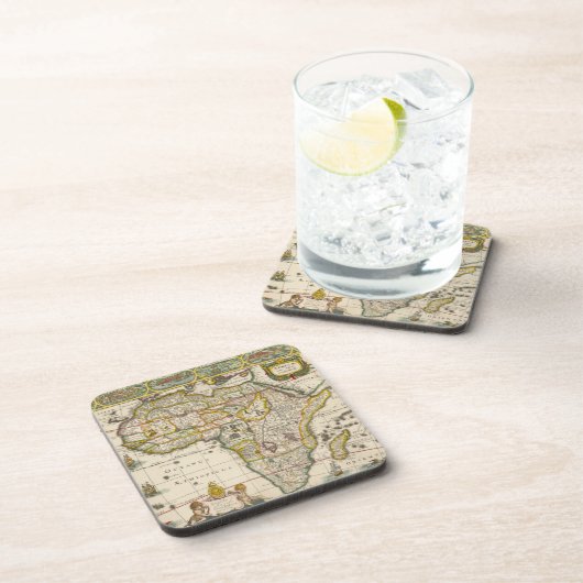 アンティークアフリカの地図Hondius and Jansson コースター (右側)