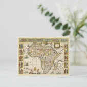 アンティークアフリカの地図Hondius and Jansson ポストカード (スタンド正面)