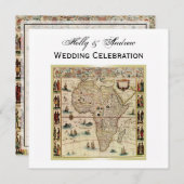 アンティークアフリカマップDIY背景色結婚SQ 招待状 (正面/裏面)