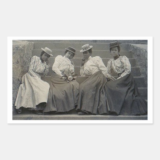 アンティークアフリカ系アメリカ人女性写真 長方形シール (正面)