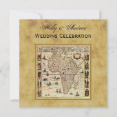 アンティークアフリ動揺してカ地図BG SQ結婚ズ 招待状 (正面)