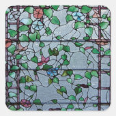 アンティークアメリカのステンドグラス – 朝の栄光つる植物 スクエアシール (正面)
