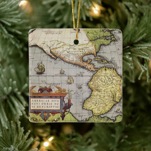 アンティークアメリカの世界地図, 1570 セラミックオーナメント (ツリー)