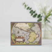 アンティークアメリカの世界地図， 1570 ポストカード (スタンド正面)