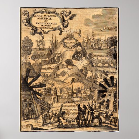 アンティークアメリカの地図 ポスター (正面)