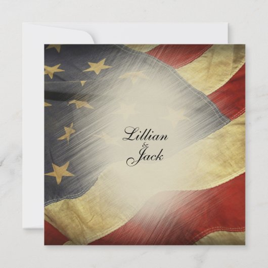 アンティークアメリカ国旗の結婚式招待状 招待状 (裏面)
