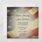 アンティークアメリカ国旗の結婚式招待状 招待状 (正面)