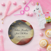 アンティークアメリ結婚カ国旗の名前と日付 ペーパープレート (パーティー)