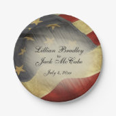 アンティークアメリ結婚カ国旗の名前と日付 ペーパープレート (正面)