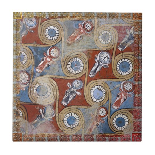 アンティークアメンホテプエジプトブルーグレー タイル (正面)