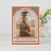 アンティークアルチホリーデコオレンジホリデーフォトカード シーズンカード (スタンド正面)