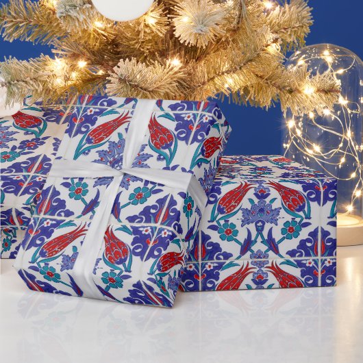 アンティークアンダルシアンヒストリックスペインチューリップバラ ラッピングペーパー (クリスマス)